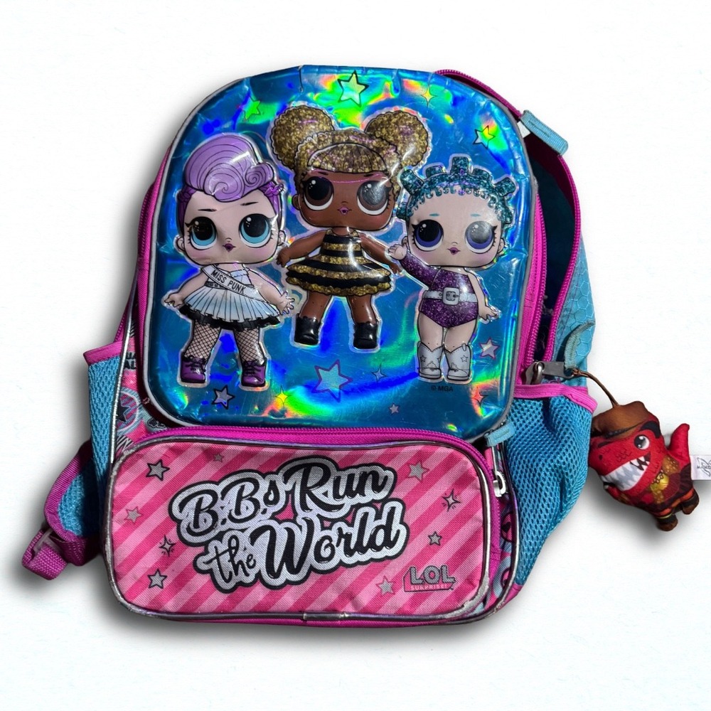 LOL Surprise BBs Run the World Backpack Holographic Pink Blue Kids School Bag